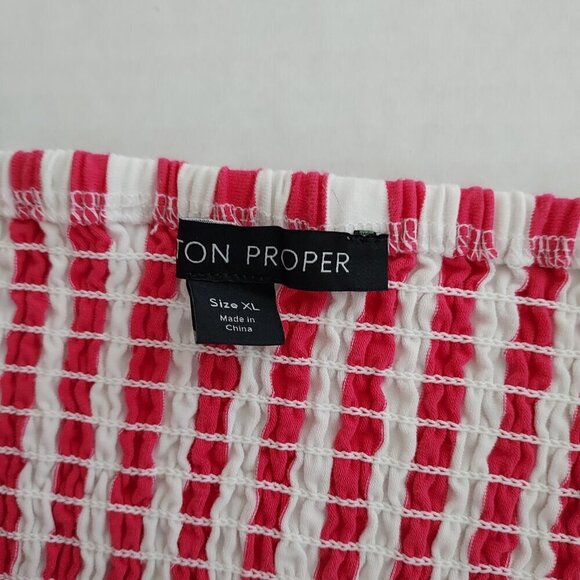Boston Proper Striped Smocked Off Shoulder Top Size XL - Picture 8 of 12